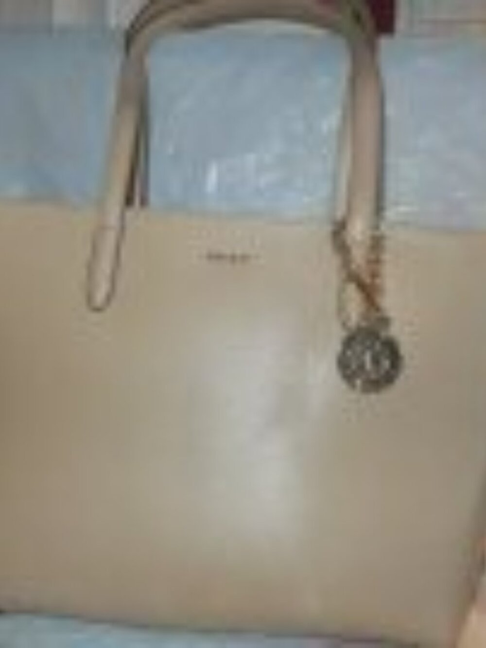 Donna Karan leather beige tote original new